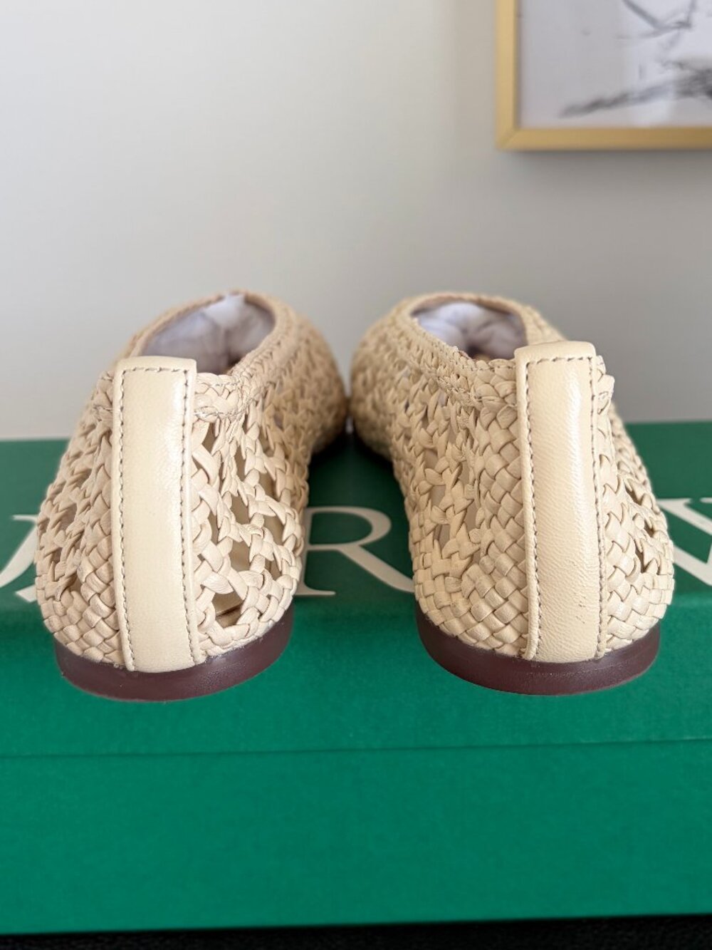 J.Crew Quinn Handwoven Leather Ballet Flats Warm Sesame Size 8 - Picture 4 of 10